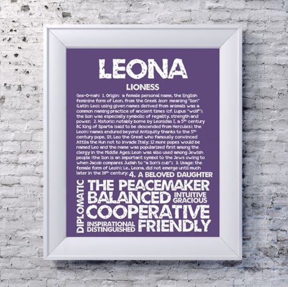 LEONA Personalized Name Print / Typography Print / by ...