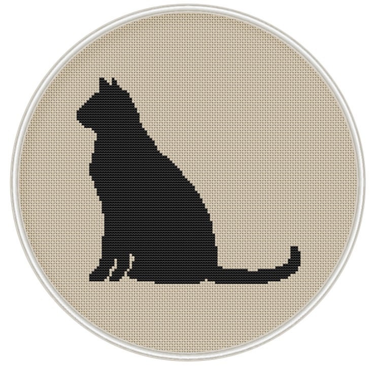 Black cat cross stitch pattern Instant Download Free