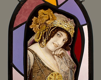 Seduction Stained Glass Suncatcher, seduction suncatcher, victorian suncatcher, vintage stained glass, seduction stained glass, seduction
