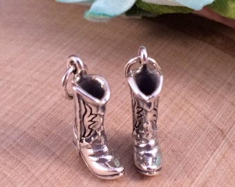 Boot Charm, Boot Pendant, Cowboy Boot Charm, Cowboy Boot Pendant, Western Charm, Western Pendant, Sterling Silver Charm, PS01109