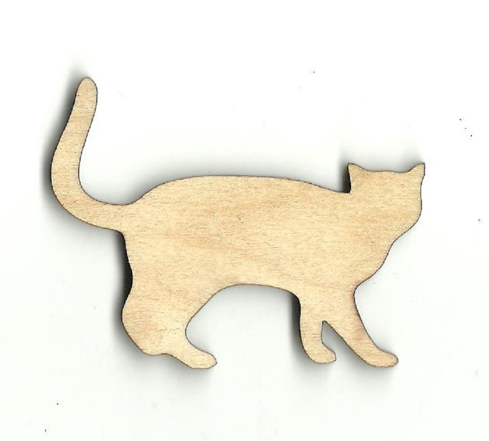 Cat Kitty Laser Cut Out Unfinished Wood Shape Craft Supply