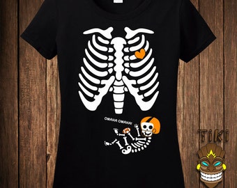Funny Pregnant Skeleton Halloween Costume T-shirt Tee Shirt Pregnancy Maternity Football Player Trick Or Treat Treating Party Womens Ladies