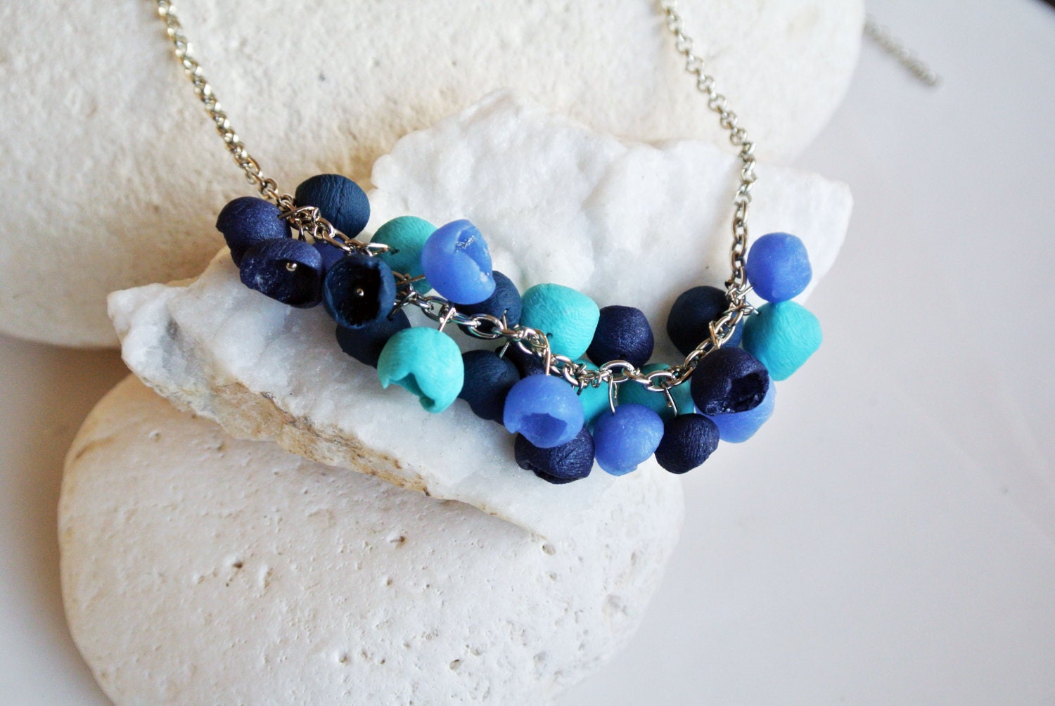 Navy blue Necklace Teal blue Necklace statement necklace
