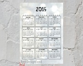 2015 Calendar || Printable Calendar || Instant Download || Year Calendar || Digital Calendar || New Year Calendar || Wall Calendar