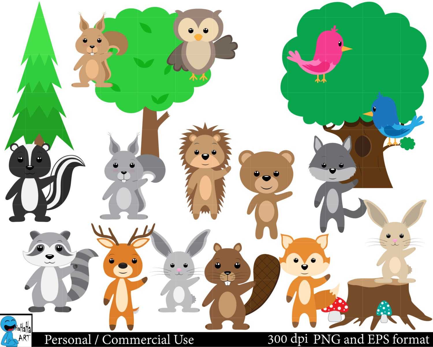 Forest animals Set Clipart Digital Clip Art Graphics