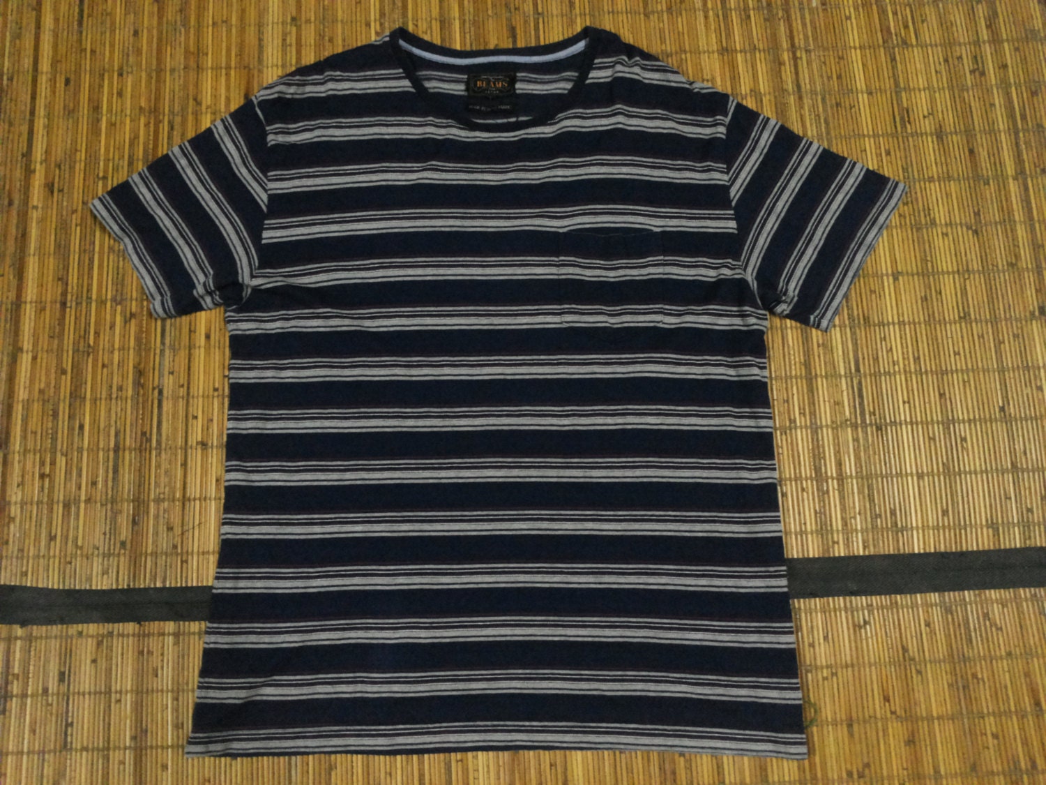 Vintage BEAMS Japan Street Wear Brand Striped Stripes T-Shirt