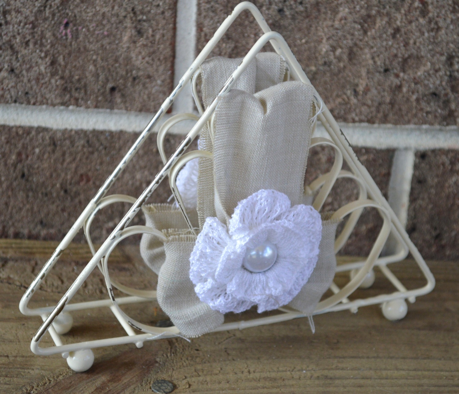 Metal Napkin Holder Cream Napkin Holder Cottage Chic Decor