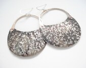 Unique Handmade Big Earrings-Silver Hand Hammered-Contemporary Cold Connection Earrings-Sterling Silver Hooks-Oxidized Patina Earrings