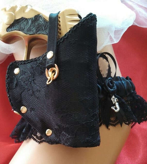 Wedding Garter with Gun and Holster. For Bachelorette Bridal