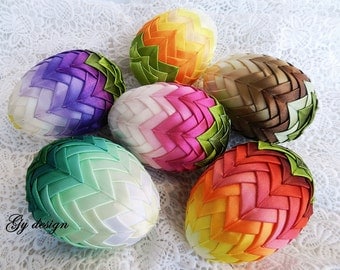 Ombre Easter egg decoration quilted ornaments ornament egg artichoke egg quilt Easter decorations, happy Easter eggs decorated egg fabric
