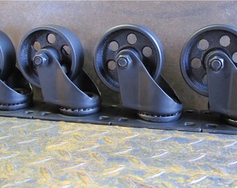 Set of 4 Industrial wheels , metal casters , steel wheels, ships internationally