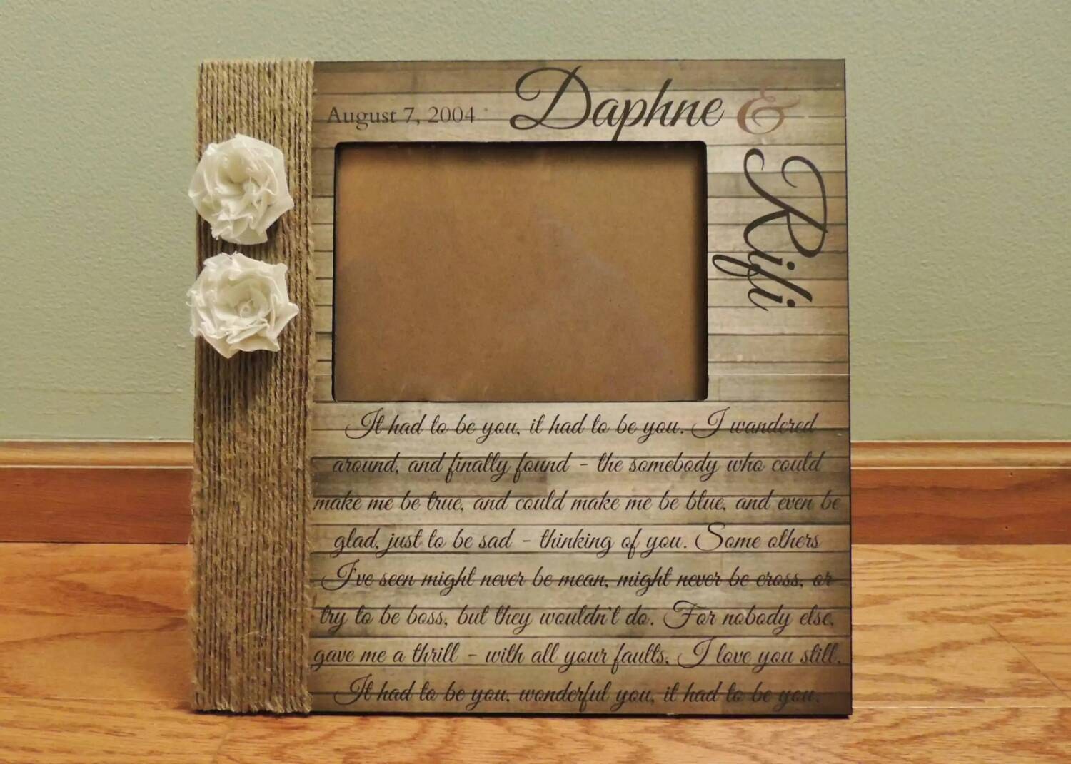 Rustic Wedding Picture Frame Rustic Song Lyric Frame