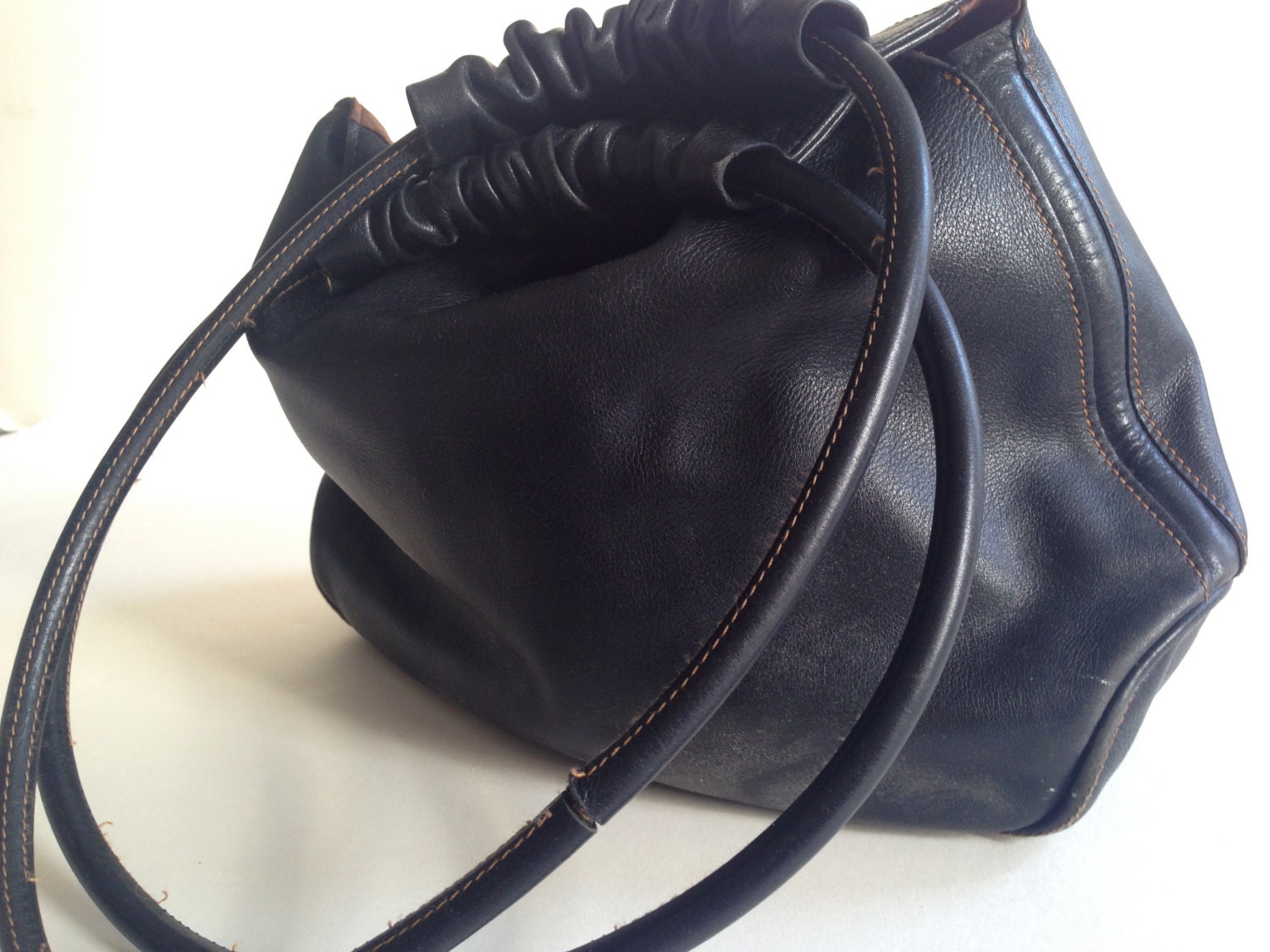LONGCHAMP Leather Bag Black Shoulder Bag Made in France