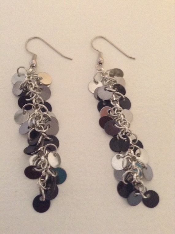 Silver And Black Dangle Earrings By Kaibells On Etsy 2541