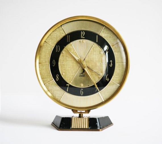 vintage JAZ alarm clock Bronze and brass by VintageFrenchDecor