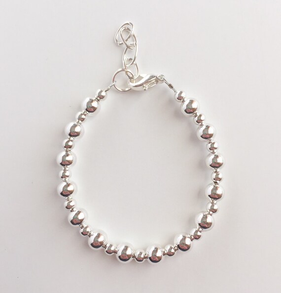 Smooth Silver Baby Bracelet multi size beads