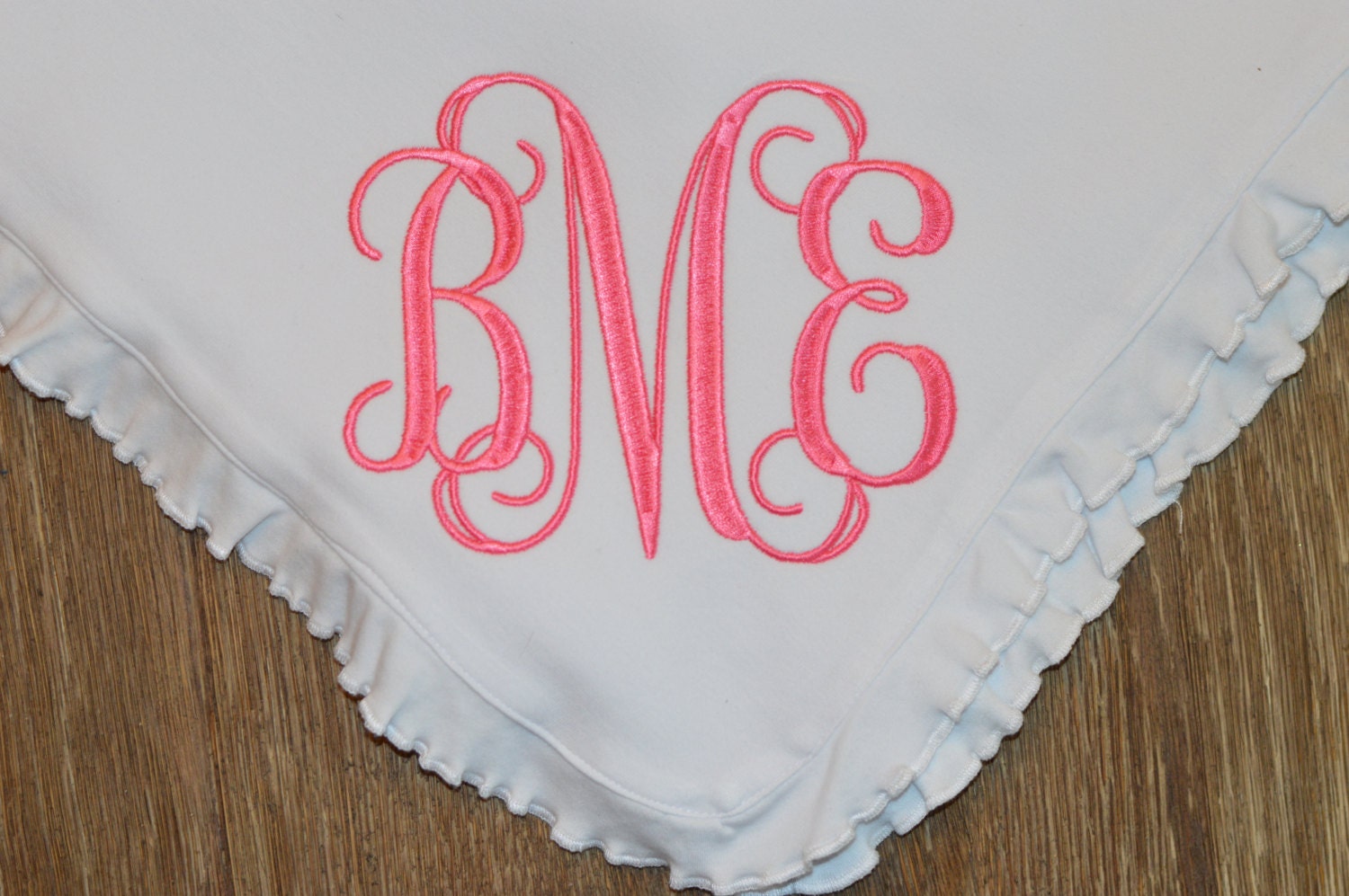 Monogram baby blanket personalized baby blanket ruffle