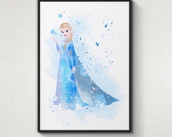 Princess Elsa, Frozen, Alternative Poster, Watercolor Painting ...