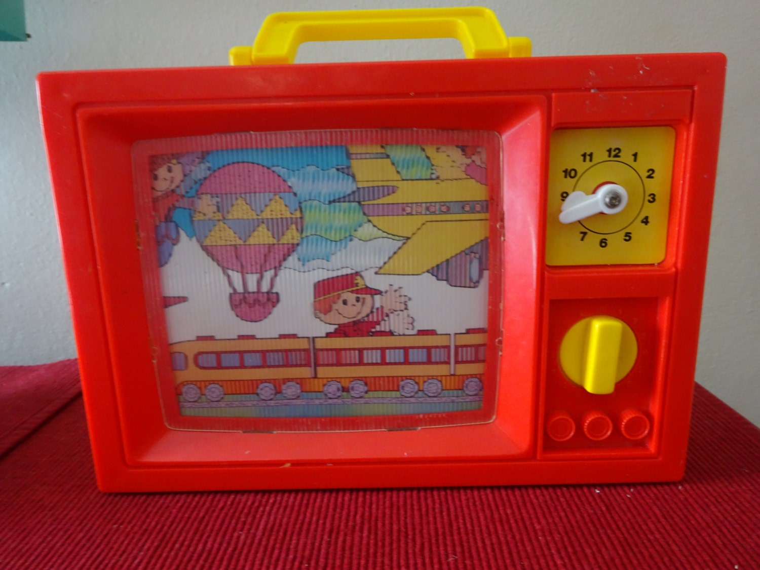 Vintage Blue Box Musical Wind Up TV Toy 1979 by EarthLoveVintage