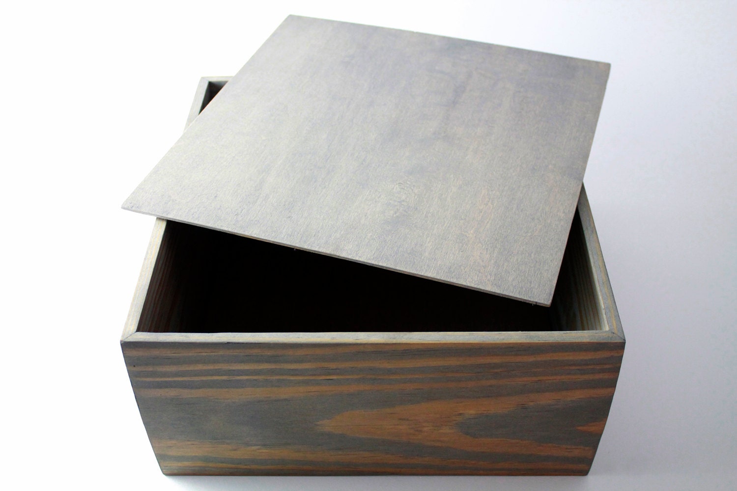 Wood Box With Lid 12x12x6 Classic Gray Stain Rustic Box