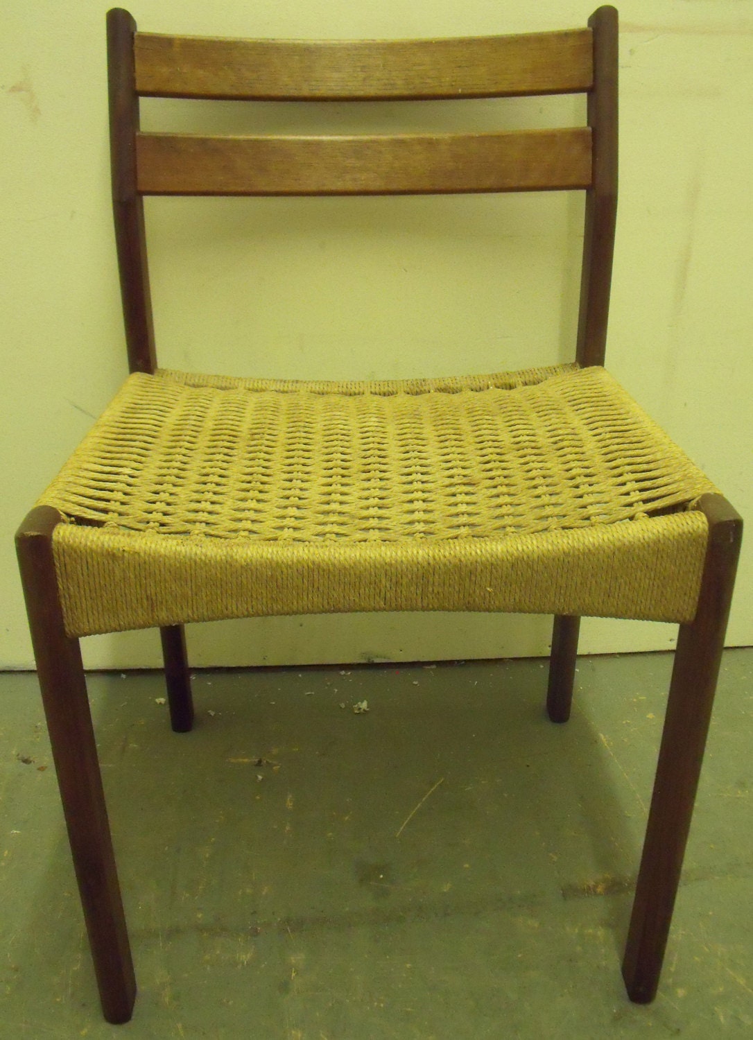 Solid Teak Single Dining Chair with Rush Seating Haute Juice