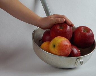 Soviet Vintage Colander Big Aluminium Colander Metal Strainer Russian Kitchen Utensil