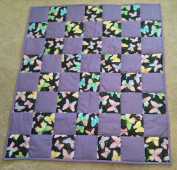 Purple baby quilt butterfly baby blanket baby bedding by Sassymai