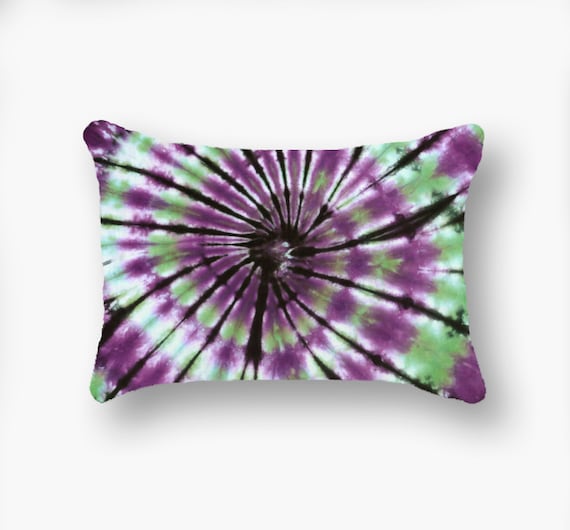 Outdoor Tie Dye Throw Pillow Purple Black by LeslieKayColor
