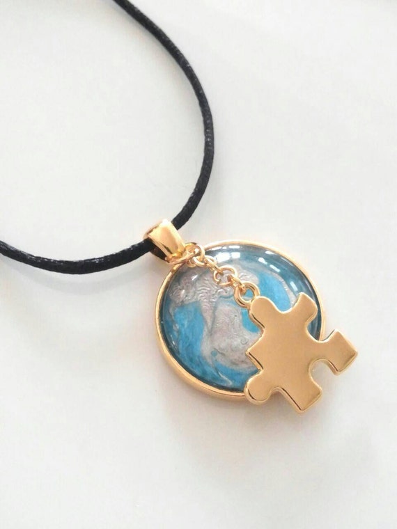 Items similar to Autism awareness necklace, autism jewelry, puzzle
