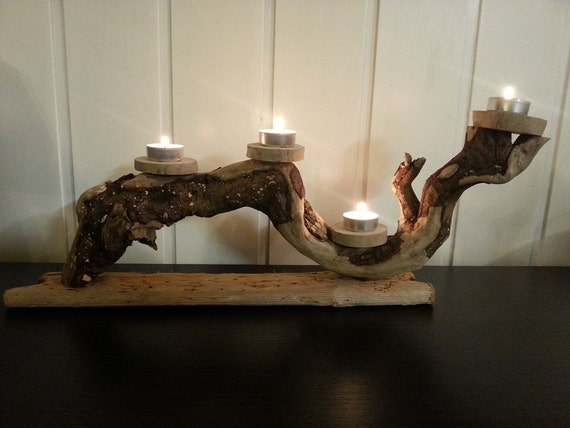 Large driftwood candle tea light holder