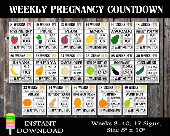 Printable Pregnancy Countdown Signs Weekly By