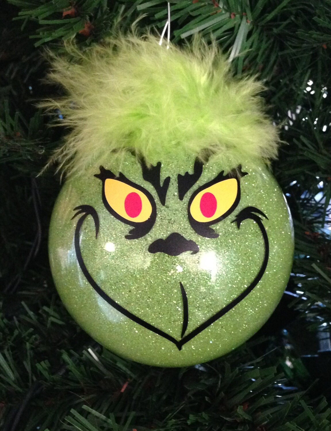 grinch christmas glitter ornament 3 25 glass ball by makeitamy grinch christmas glitter ornament 3 25 glass ball by makeitamy