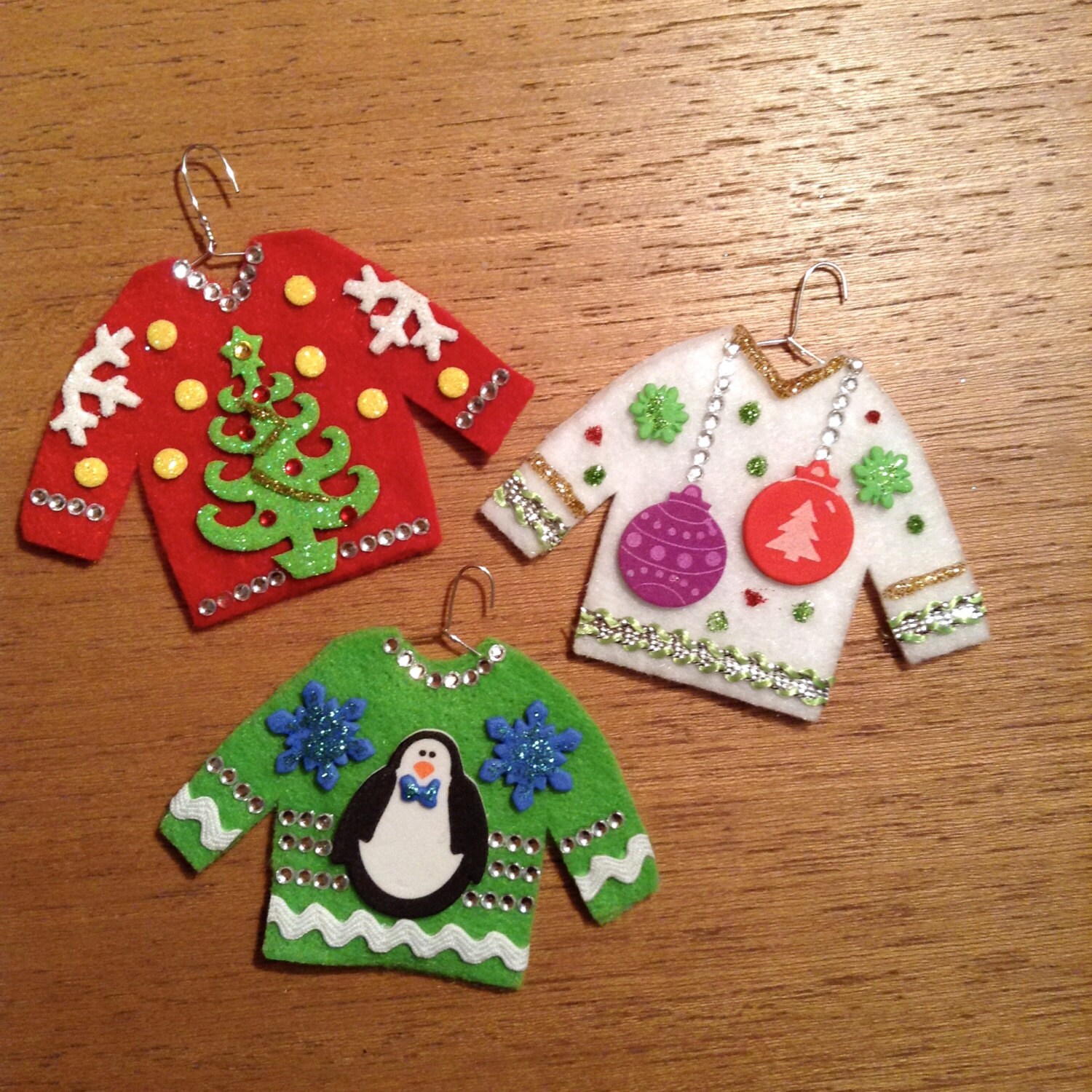 3 Ugly Christmas Sweater Ornaments Christmas Tree Bulbs and