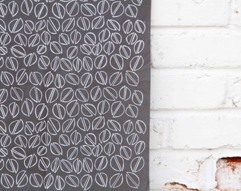 Pistachios in Charcoal : Hand-printed Fabric Panel