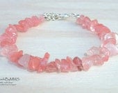 Cherry quartz bracelet, Stone bracelet, Statement bracelet, Stone jewelry, Bracelet for her, Gift for her,  Summer bracelet