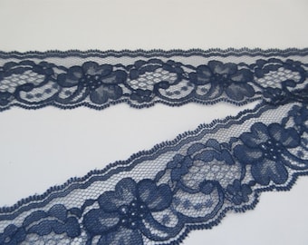 Navy Blue Lace Trim Ribbon 2" inch wide Floral Lace Sewing Trim Flower Design Gift Wrap Gift Basket Wedding Lace Bridal Home Decor Wreath 85