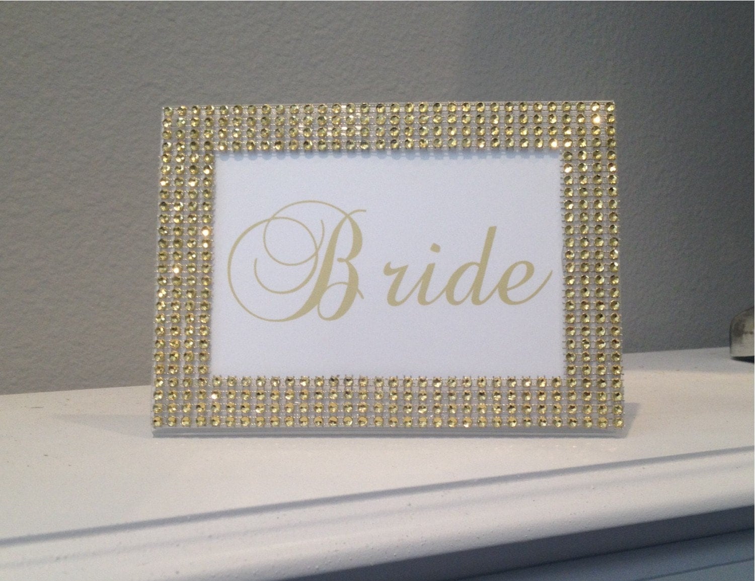 GOLD Rhinestone Wedding 5x7 Frame with Bride. 5x7 by KimeeKouture