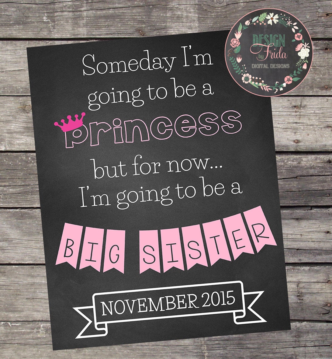 Cute Second BABY PREGNANCY ANNOUNCEMENT Expecting Poster