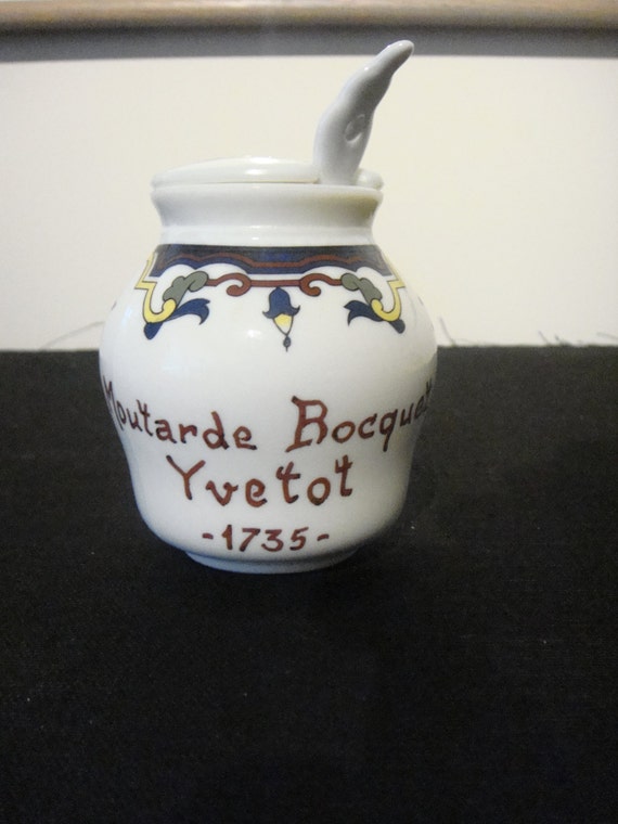 Vintage Moutarde Bocquet Yvetot 1735 Mustard Jar with Lid