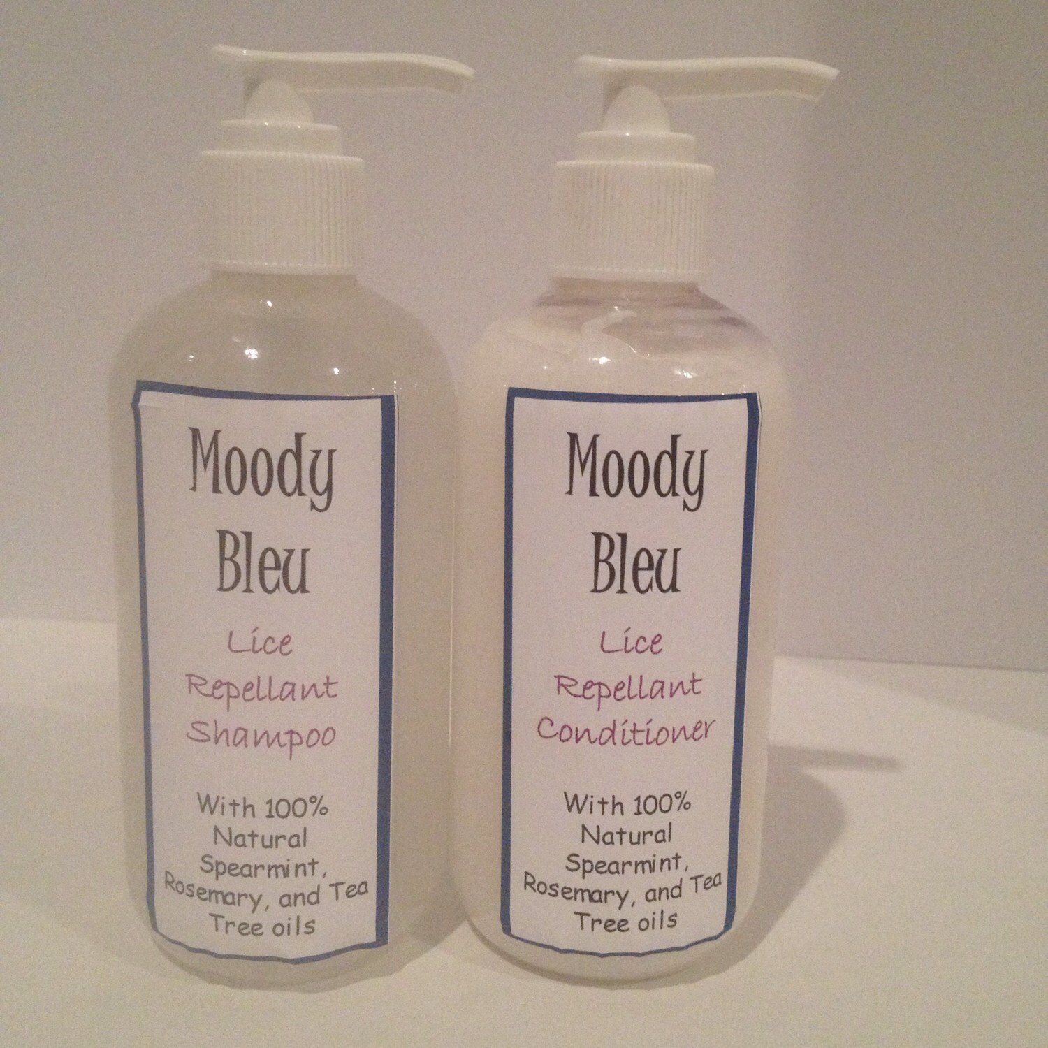 Lice repellant shampoo & conditioner set 4 oz ea. all by MoodyBleu