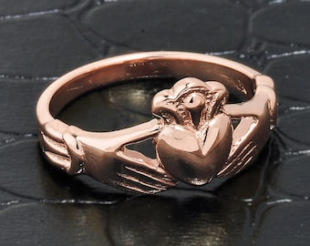 Claddagh Ring, rose gold claddagh ring, claddagh wedding engagement ring, Irish jewelry, pink gold claddagh ring, 14k claddagh wedding band