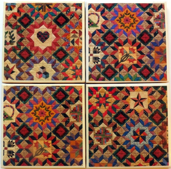 Items similar to Quilt Pattern Coasters on Etsy