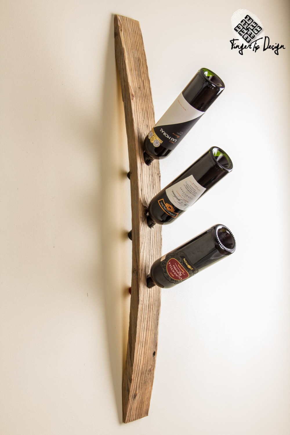 Handcrafted reclaimed wood wine bottle holder