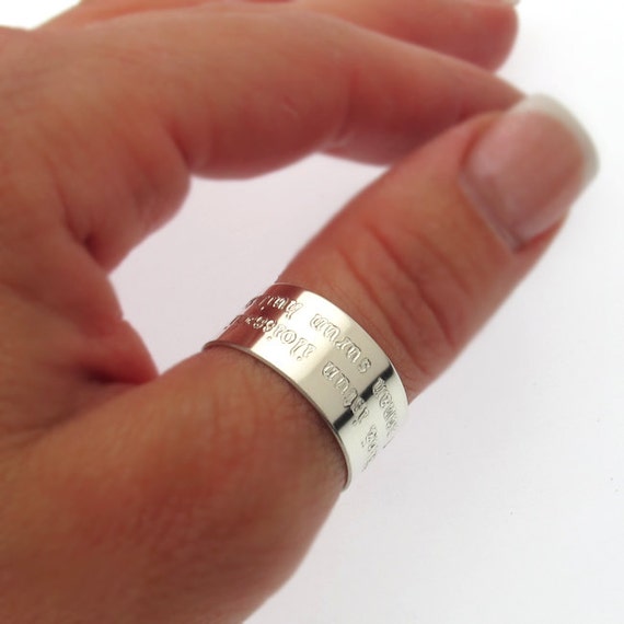 Personalized Wide Sterling Silver Thumb Ring / Adjustable