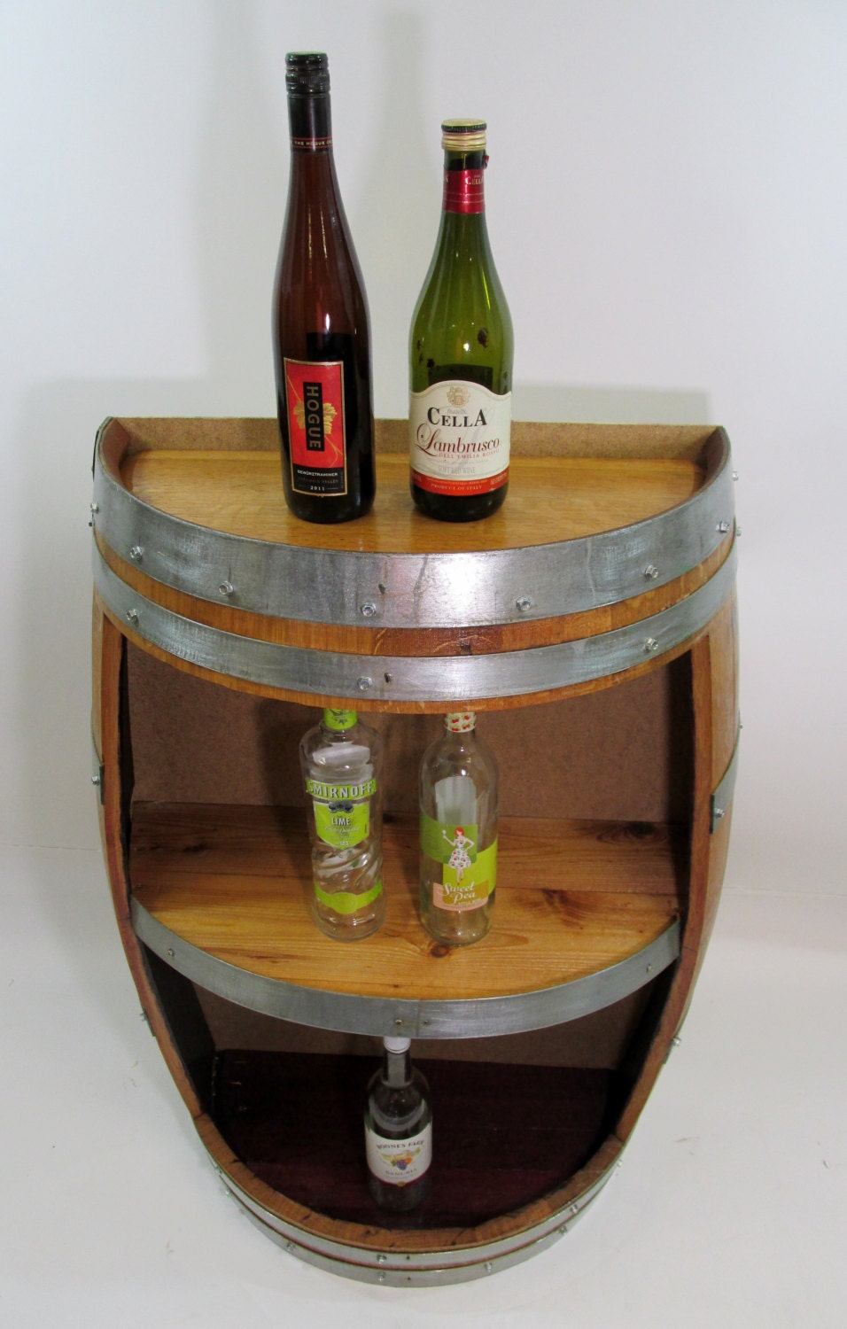 Split Barrel Shelf handcrafted with reclaimed wine barrel