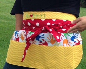 Teacher Apron, Teacher Apron Personalized, Teacher Apron Monogrammed, Unique FUN appliqué! End of school year, holiday