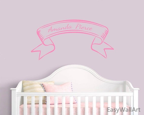 Customized Kid's Name on Lace Wall Decal - Custom Kids' Name Wall Sticker for Nursery, Kid's Room,  Personalized Name  Wall Decor #C47