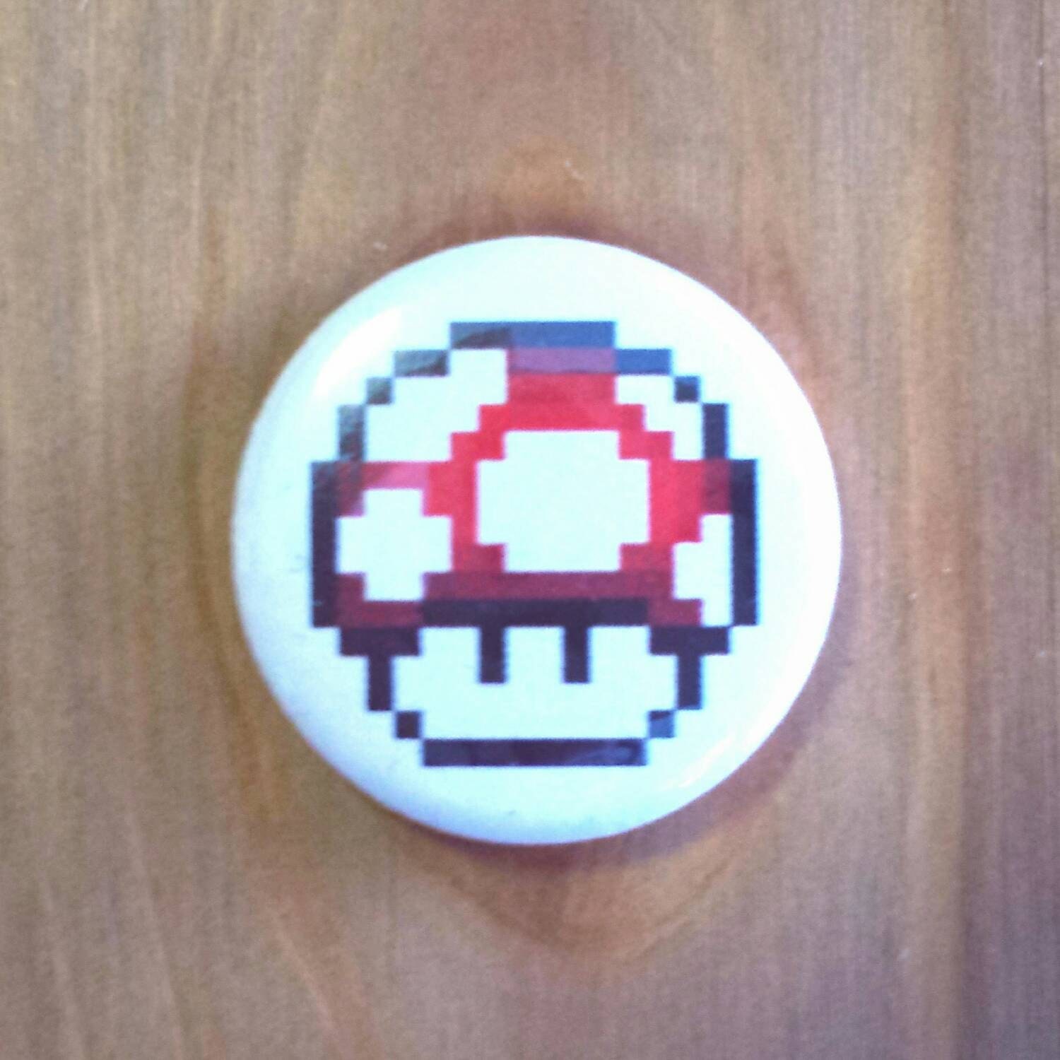 8-bit Super Mario Mushroom One-inch Pin – Cool Pinback Buttons Online