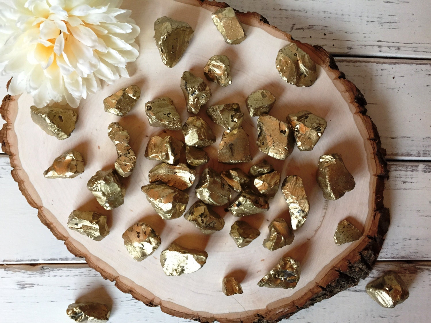 Metallic Gold Marble Rock // Vase Filler // Bowl by MyPaintedEarth