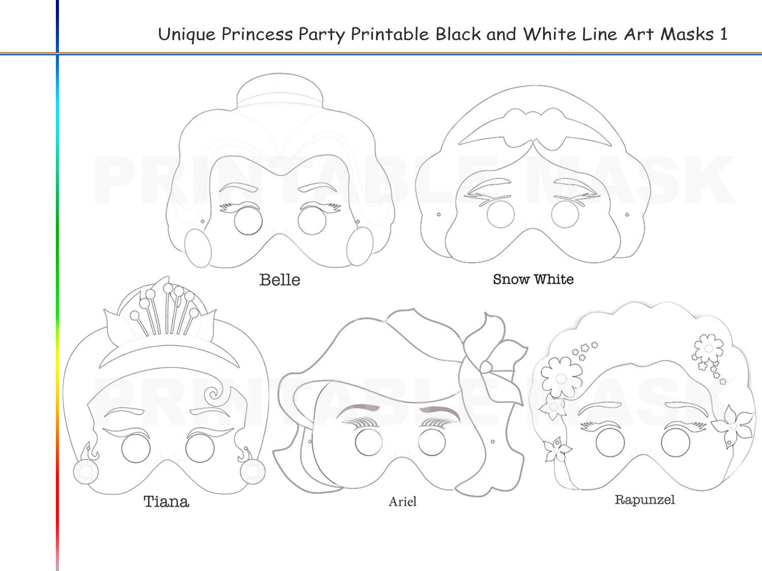 Coloring Pages Princess Party Printable Black and White Line